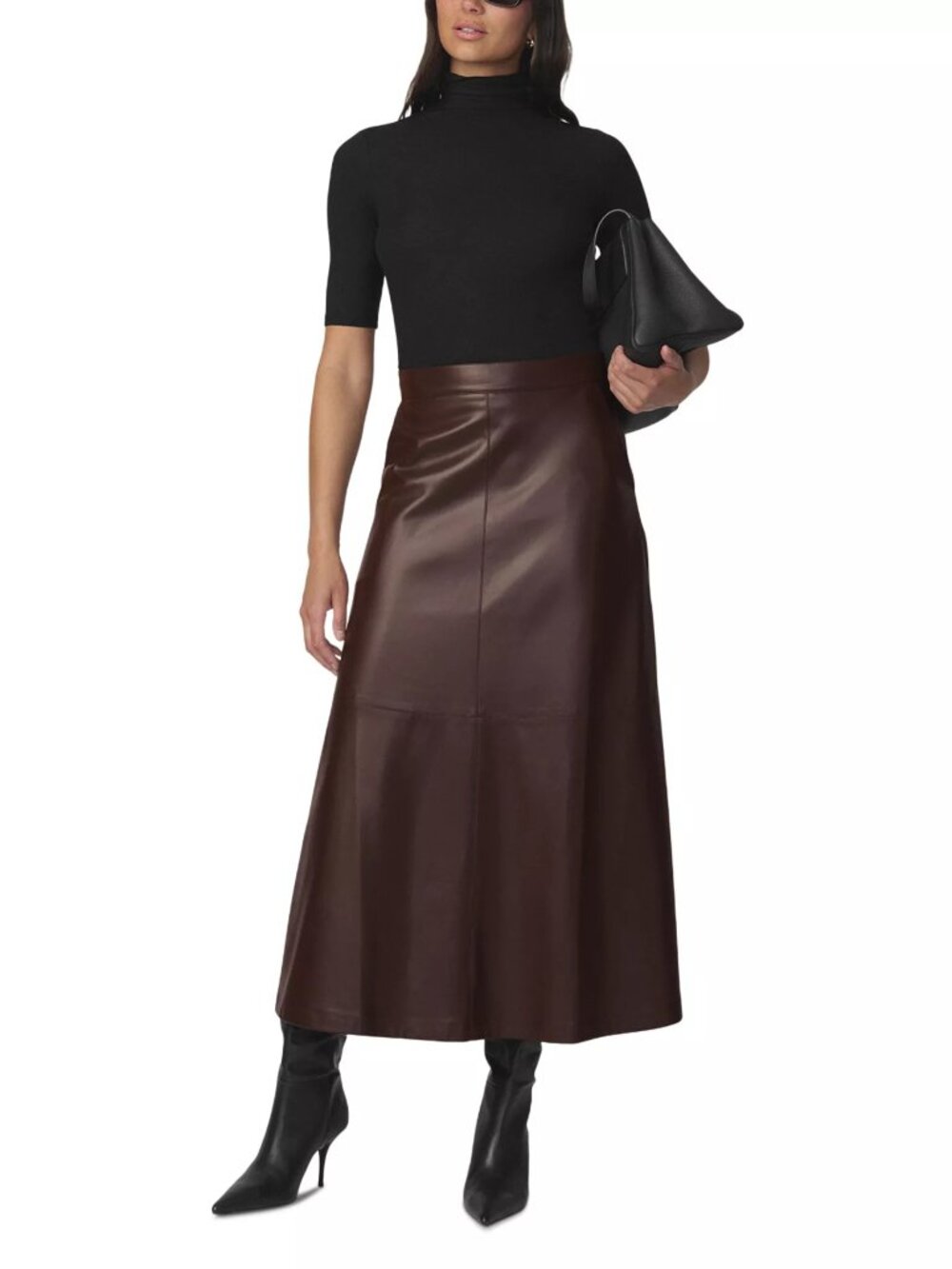 joe's jeans tavi brown vegan leather skirt.